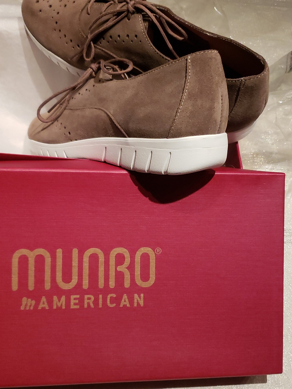 Munro NEW Shoes Perf Suede Leather Oxford Sneakers NIB Comfort Wedge Women's 10 - Picture 6 of 15